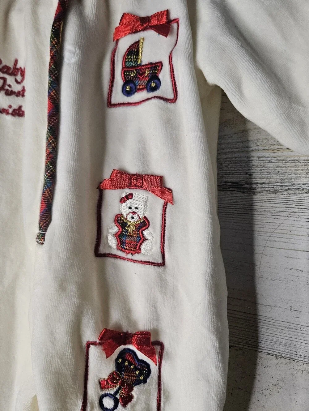 Vintage Christmas Onsie 0-3 Month Baby Christmas Outfit Like new Velvet Cotton
